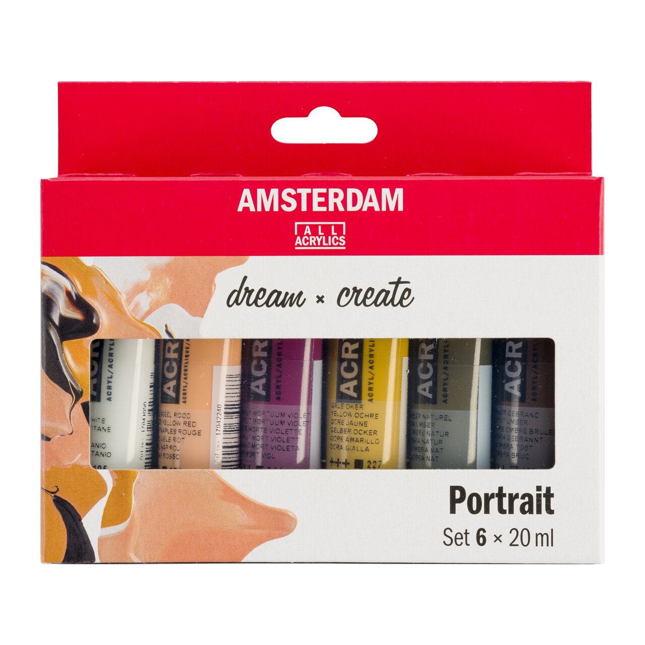 Royal Talens Amsterdam Standard Series Acrylic Color, 20ml Tubes, Set of 6 Portrait Colors (17820502)